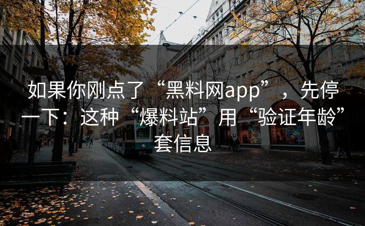 如果你刚点了“黑料网app”,先停一下:这种“爆料站”用“验证年龄”套信息
