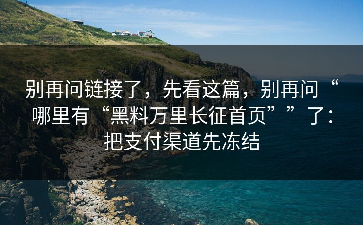 别再问链接了，先看这篇，别再问“哪里有“黑料万里长征首页””了：把支付渠道先冻结