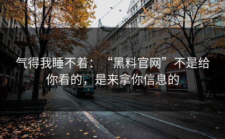 气得我睡不着：“黑料官网”不是给你看的，是来拿你信息的