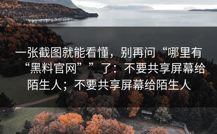 一张截图就能看懂,别再问“哪里有“黑料官网””了:不要共享屏幕给陌生人;不要共享屏幕给陌生人 一张截图就能看懂,别再问“哪里有“黑料官网””了:不要共享屏幕给陌生人;不要共享屏幕给陌生人
