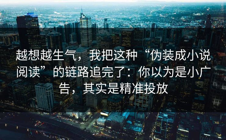 越想越生气，我把这种“伪装成小说阅读”的链路追完了：你以为是小广告，其实是精准投放