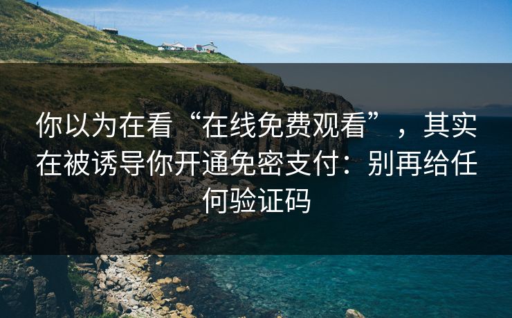 你以为在看“在线免费观看”，其实在被诱导你开通免密支付：别再给任何验证码