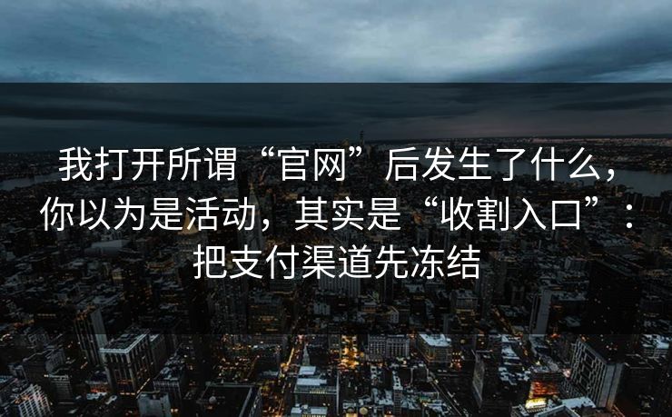 我打开所谓“官网”后发生了什么,你以为是活动,其实是“收割入口”:把支付渠道先冻结 我打开所谓“官网”后发生了什么,你以为是活动,其实是“收割入口”:把支付渠道先冻结
