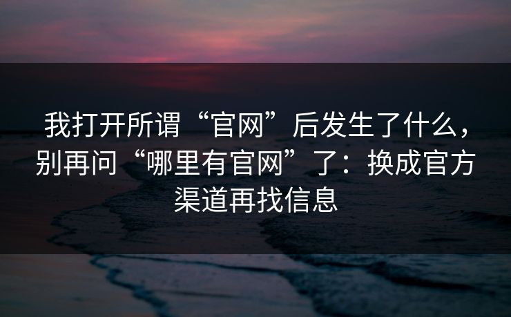 我打开所谓“官网”后发生了什么,别再问“哪里有官网”了:换成官方渠道再找信息 我打开所谓“官网”后发生了什么,别再问“哪里有官网”了:换成官方渠道再找信息