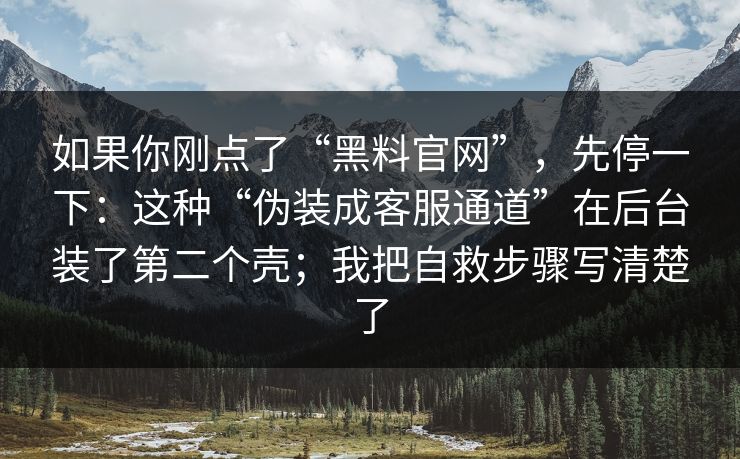 如果你刚点了“黑料官网”,先停一下:这种“伪装成客服通道”在后台装了第二个壳;我把自救步骤写清楚了 如果你刚点了“黑料官网”,先停一下:这种“伪装成客服通道”在后台装了第二个壳;我把自救步骤写清楚了
